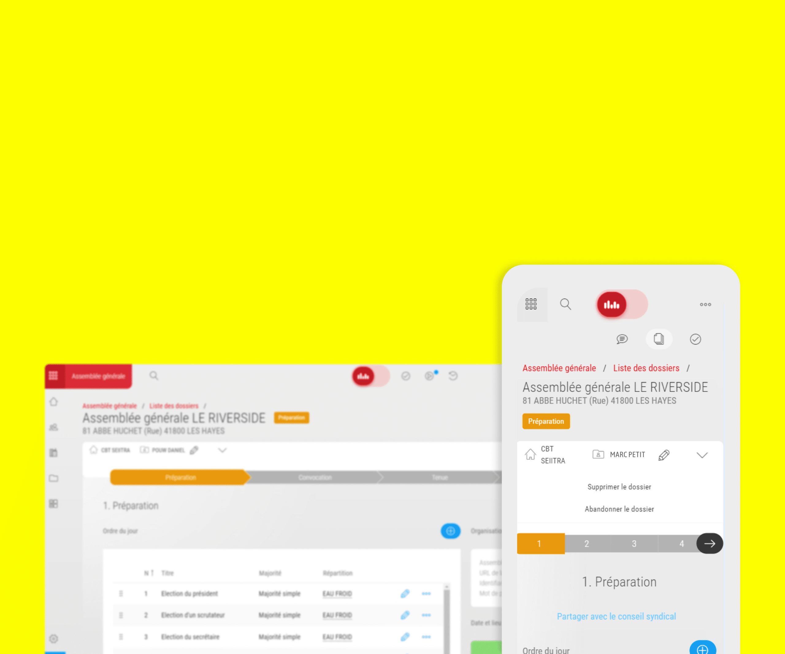 interface de gestion des assemblées générales copropriété