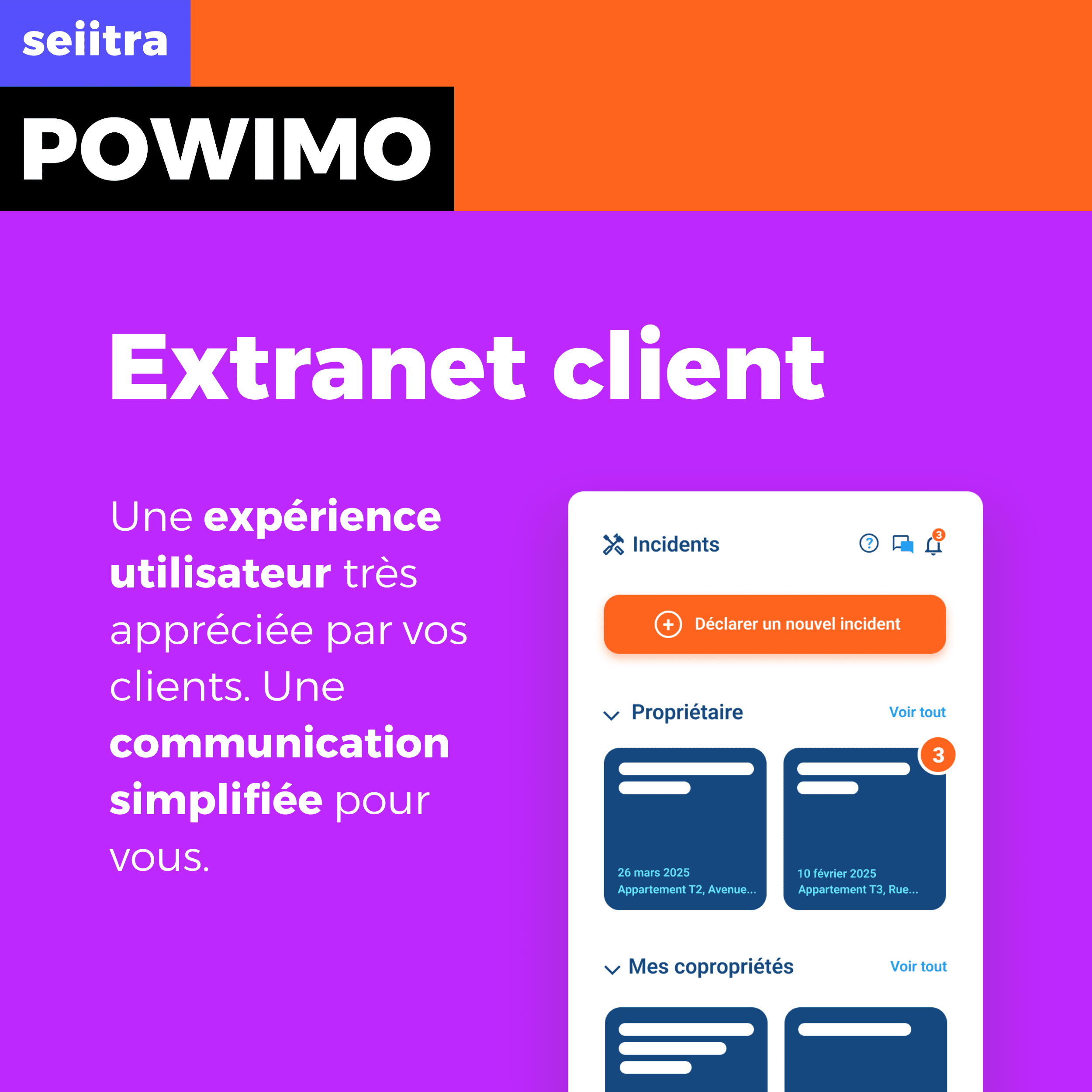 Interface du logiciel extranet copropriété Powimo pour syndics professionnels